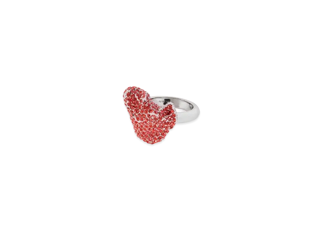 LOEWE x Lynda Benglis Glitter Fragment Ring in Sterling Silver and Crystals "Silver/Dark Coral"
