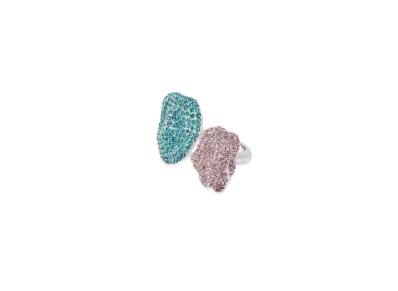 LOEWE x Lynda Benglis Glitter Fragment Double Ring in Sterling Silver and Crystals "Silver/Turquoise/Mauve"