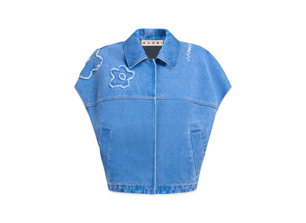 Marni Women's Denim Vest with Patch Details "Cobalt"