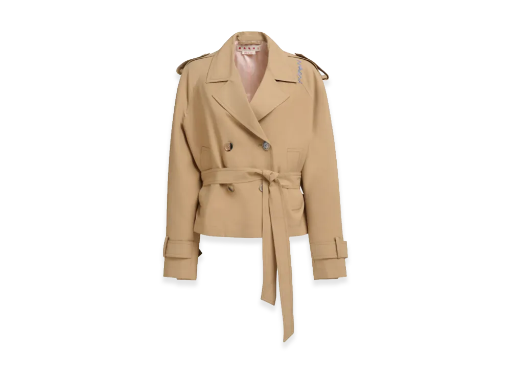MARNI Women's Short Trench Coat with Belt "Beige"