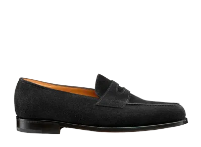 JOHN LOBB Lopez 4395 Suede "Black" E Single Leather Sole