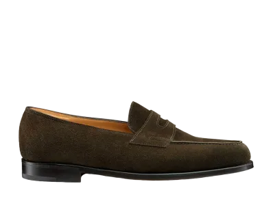 JOHN LOBB Lopez 4395 Suede "Dark Brown" E Single Leather Sole