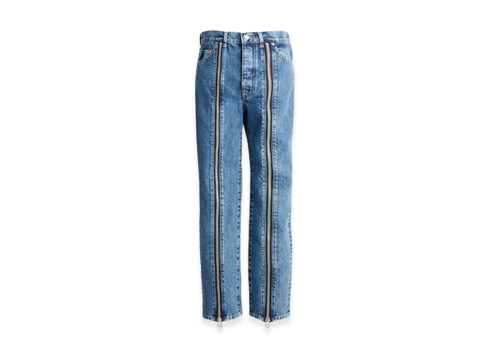JOHN LAWRENCE SULLIVAN Washed Denim Zipped Pants "Indigo Blue"