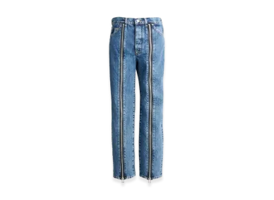 JOHN LAWRENCE SULLIVAN Washed Denim Zipped Pants "Indigo Blue"