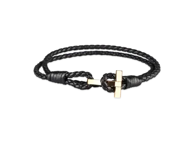 TOM FORD Tom Ford T Plate Braided Bracelet "Black"