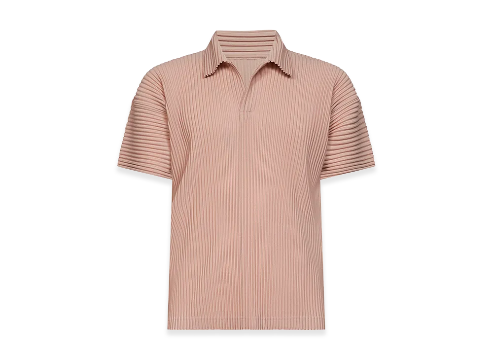 HOMME PLISSE ISSEY MIYAKE Pleated Polo Shirt "Natural Wine Red"