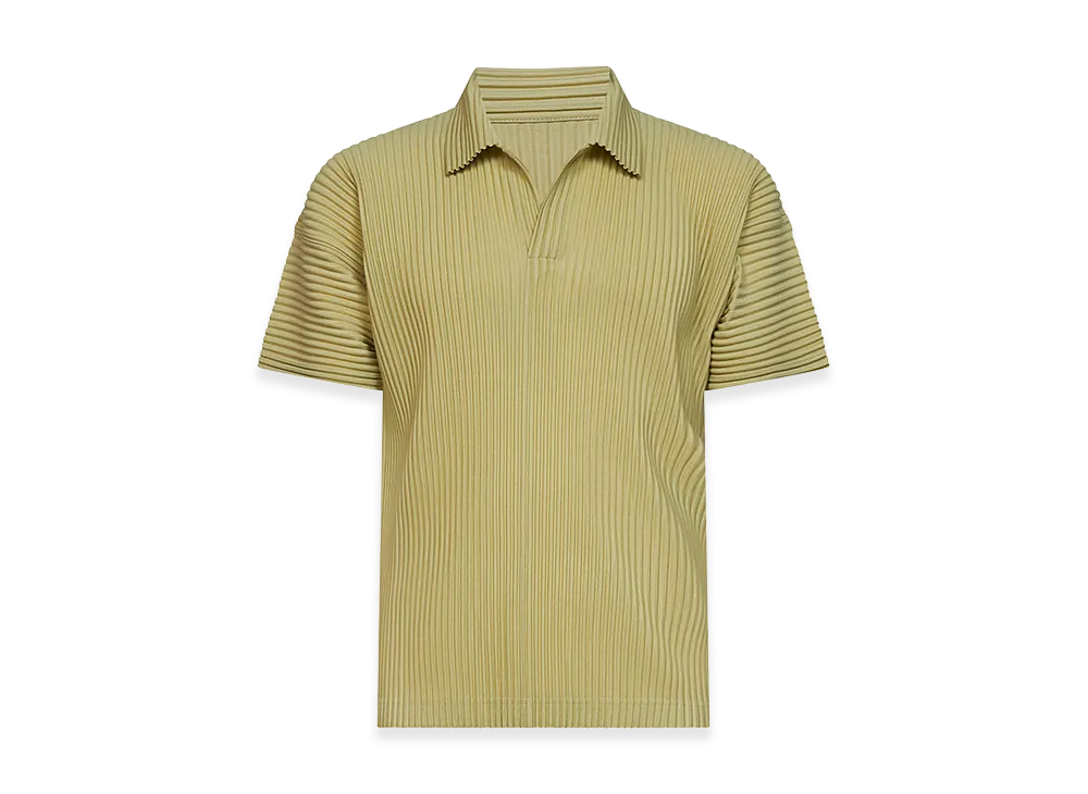 HOMME PLISSE ISSEY MIYAKE Pleated Polo Shirt "Agave Cream Green"