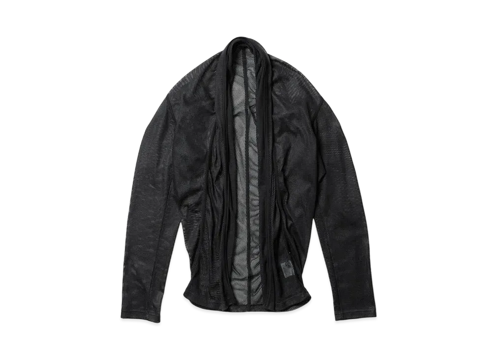 JULIUS Draped Neck Mesh Cardigan "Black"
