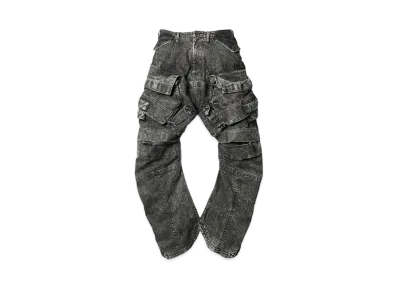 JULIUS Bleach Denim Wide Gas Mask Cargo Pants "Acid Gray"