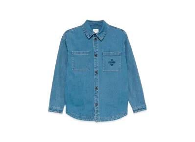 FENDI Kids Embroidered Logo Denim Overshirt "Blue"