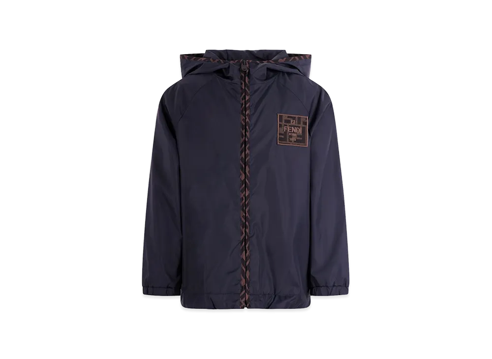 FENDI Kids New Nylon Hooded Windbreaker "Dark Blue"