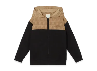 FENDI Kids Jersey Sweatshirt With All-Over Canvas FF Logo "Camel/Nero"