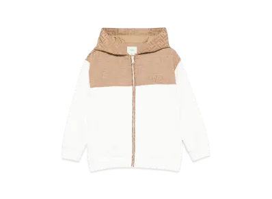 FENDI Kids Zip-up Hooded Sweatshirt "Brown/White"