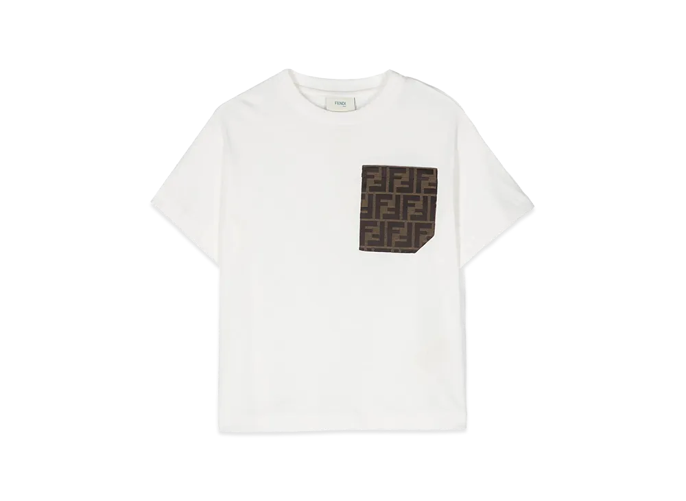 FENDI Kids Jacquard Pocket T-Shirt "White"