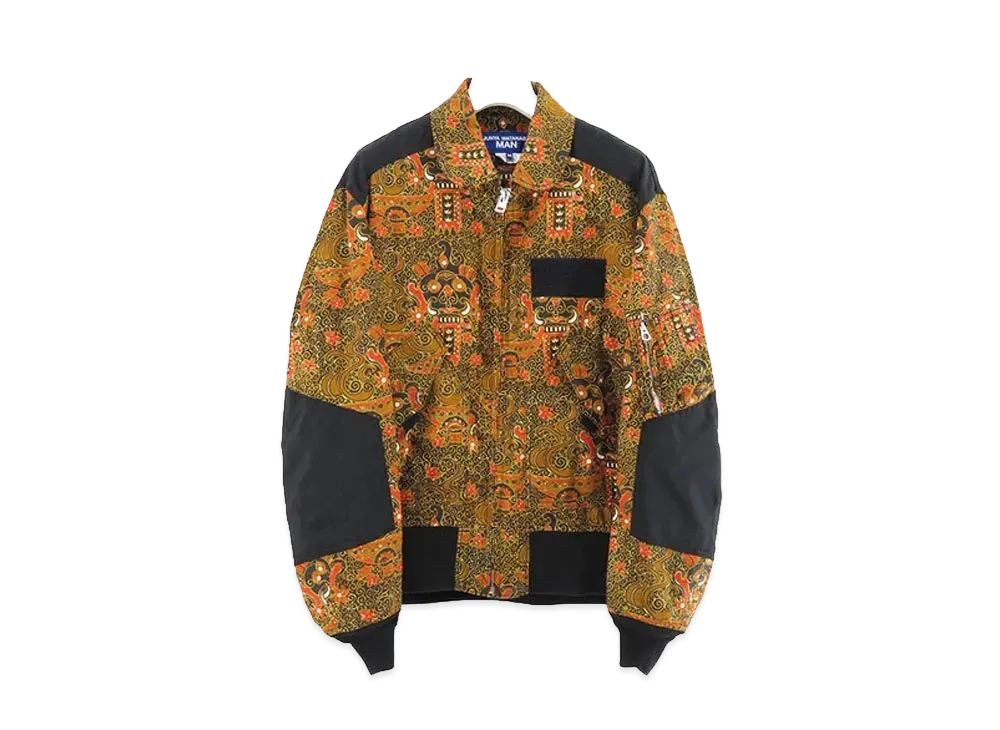 JUNYA WATANABE Linen Lawn Print x Wool Tro Blouson "Black/Brown/Orange"