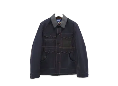 JUNYA WATANABE Cotton Ester Typewriter Denim x Cowhide Coverall "Navy"