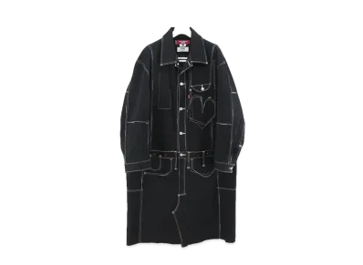 JUNYA WATANABE Wool Serge LEVI'S W Name Coat "Black/White"