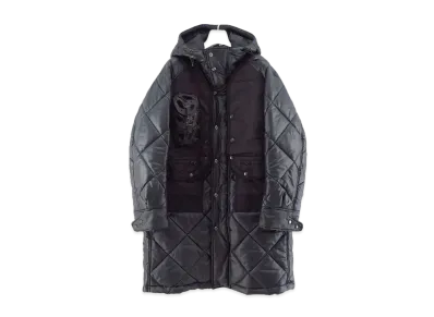 JUNYA WATANABE Ester Ripstop Quilting x Nylon Twill Innerraum Hooded Coat "Black"