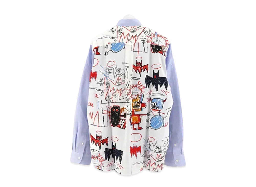 JUNYA WATANABE Cotton Broad Stripe x Rayon Print Shirt Jean Michel Basquiat "Multi"