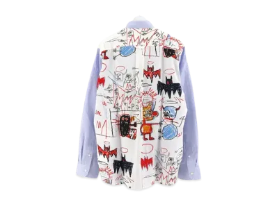 JUNYA WATANABE Cotton Broad Stripe x Rayon Print Shirt Jean Michel Basquiat "Multi"