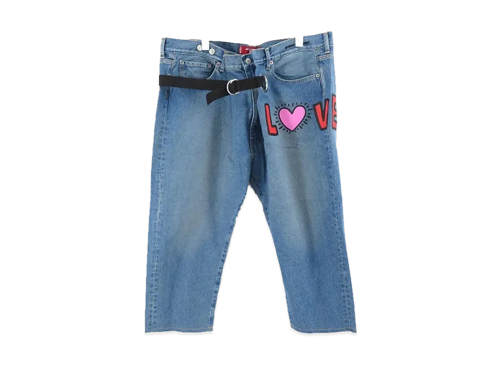 JUNYA WATANABE Cotton Denim Product Processing LEVI'S W Name Keith Haring "Indigo/Red/Pink"