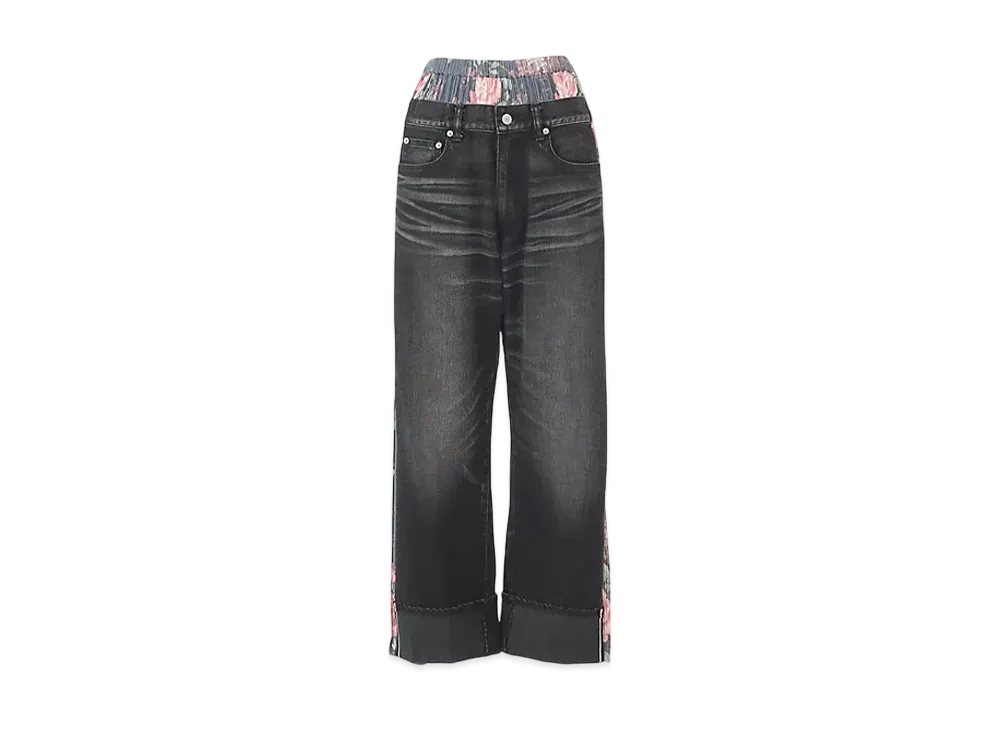 JUNYA WATANABE x LEVI'S Women W Name Side Flower Print Black Denim Pants "Black/BlueGray"
