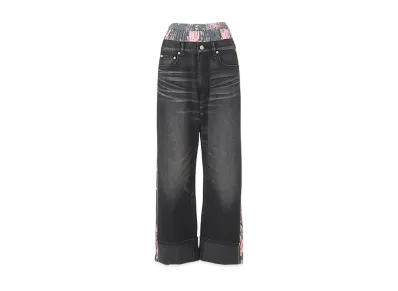 JUNYA WATANABE x LEVI'S Women W Name Side Flower Print Black Denim Pants "Black/BlueGray"