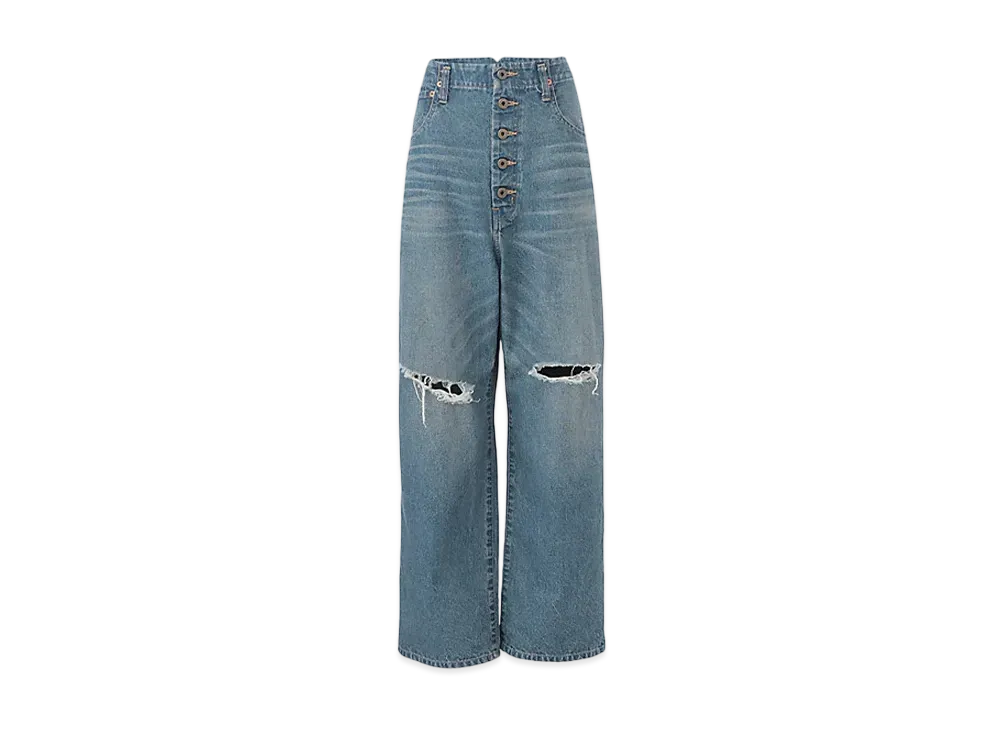JUNYA WATANABE Women Button Fly Crushed Design Denim Pants "Indigo"