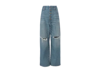 JUNYA WATANABE Women Button Fly Crushed Design Denim Pants "Indigo"