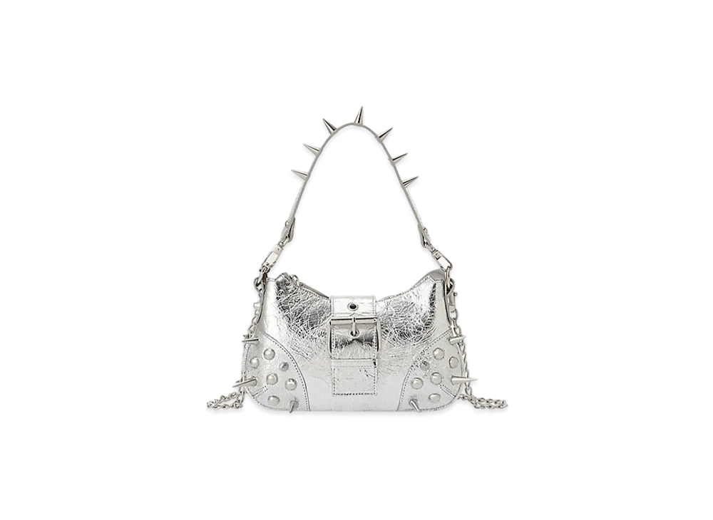JUNYA WATANABE Women Shoulder Bag With Goat Metallic Embossed Needle Studs "Silver"