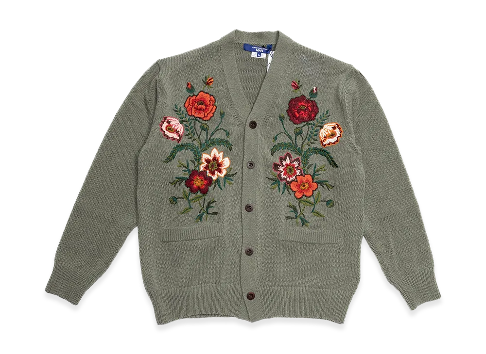 JUNYA WATANABE MAN Cotton Flower Embroidered Cardigan "Multi/Color"
