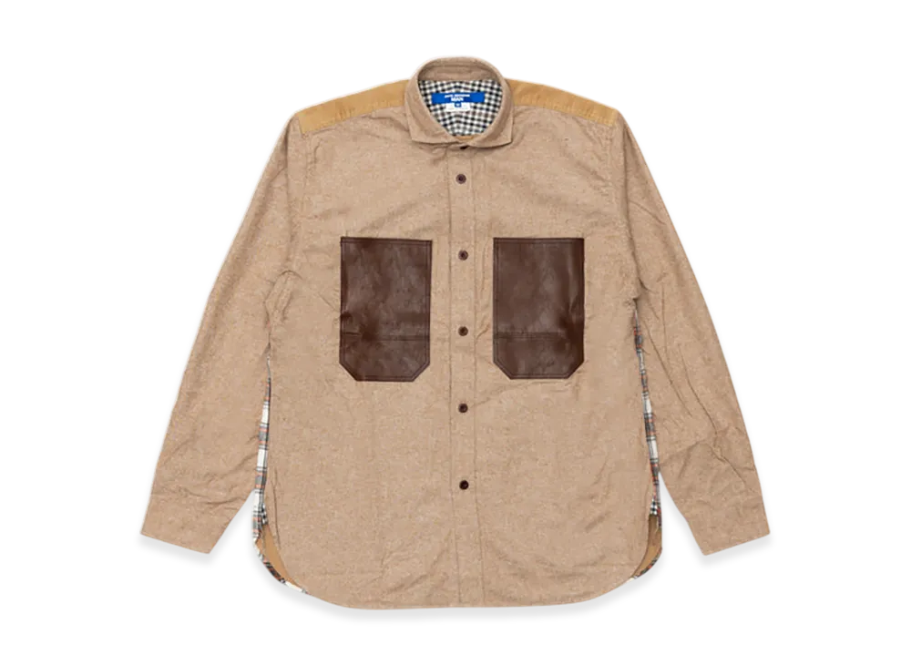 JUNYA WATANABE MAN Cotton Flannel X Cotton Flannel Check X Leather "Beige/Navy/Brown/Orage"