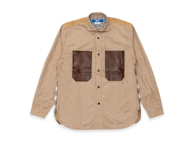 JUNYA WATANABE MAN Cotton Flannel X Cotton Flannel Check X Leather "Beige/Navy/Brown/Orage"