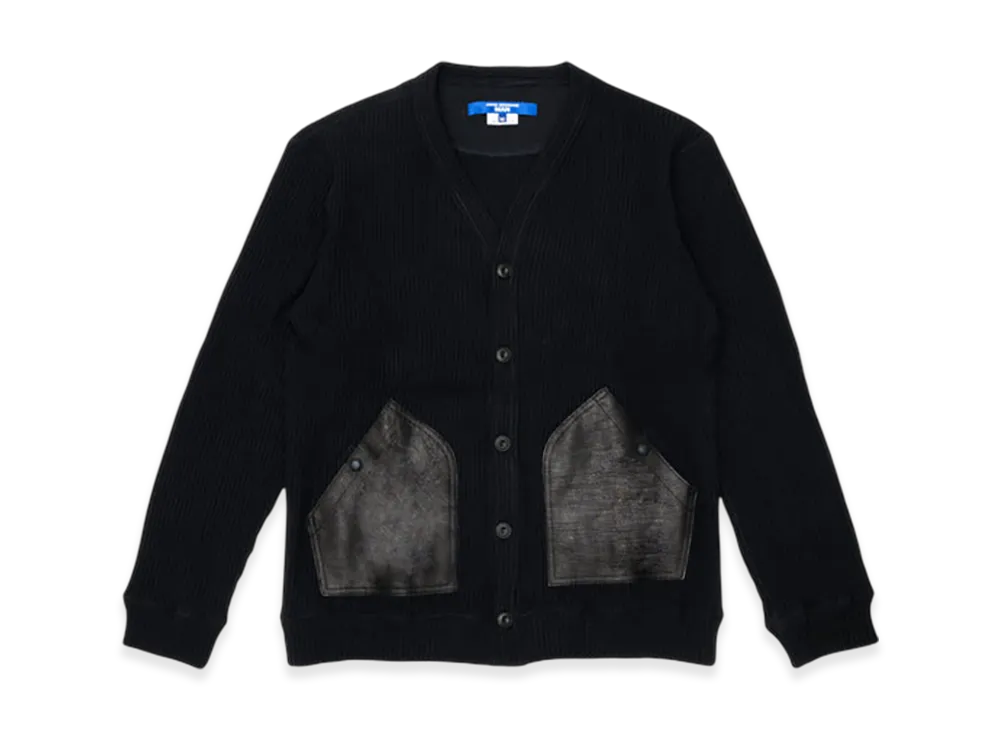 JUNYA WATANABE MAN Cotton Rib Knit X Leather "Black/Black"