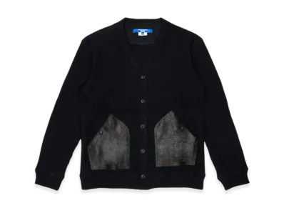 JUNYA WATANABE MAN Cotton Rib Knit X Leather "Black/Black"