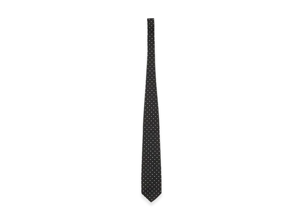 JUNYA WATANABE MAN Silk Dot Pattern Tie (8.5cm) "Black/White"