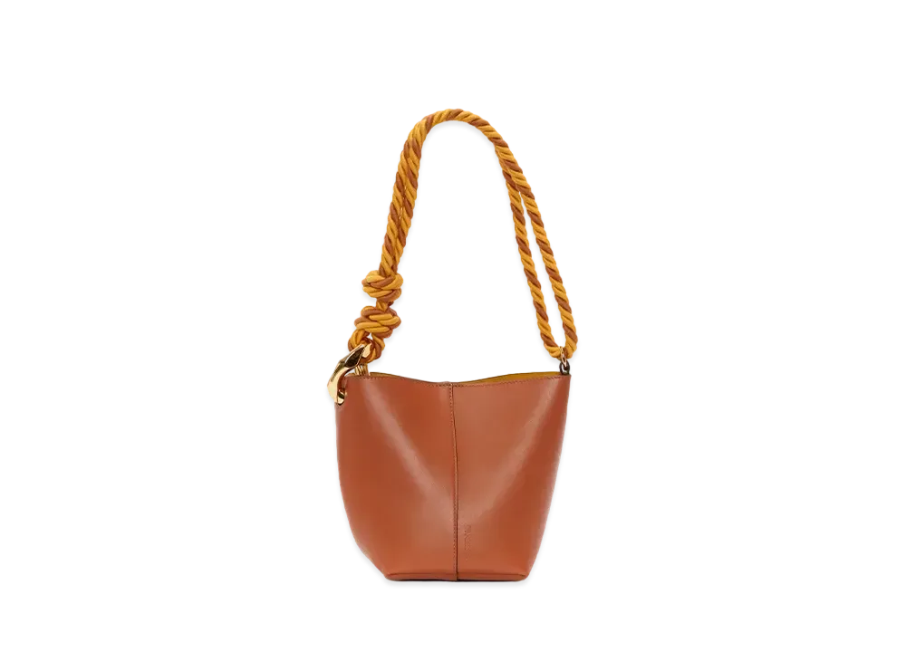 JW ANDERSON Small Corner Bucket Leather Bag "Brown"