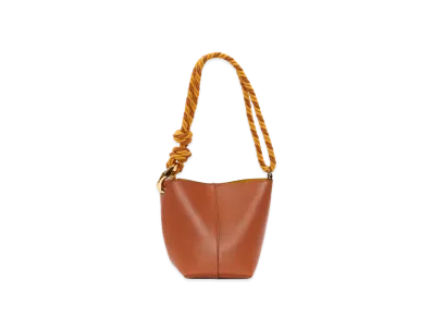 JW ANDERSON Small Corner Bucket Leather Bag "Brown"