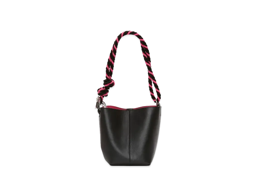 JW ANDERSON Small Corner Bucket Leather Bag "Black"