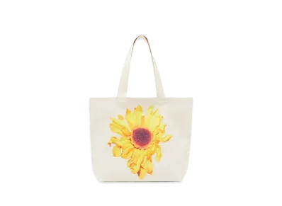 JW ANDERSON Sunflower Print Canvas Tote "White"