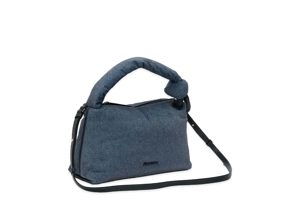 JW ANDERSON Puffy Corner Velvet Top-Handle Bag "Indigo"
