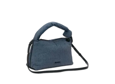 JW ANDERSON Puffy Corner Velvet Top-Handle Bag "Indigo"