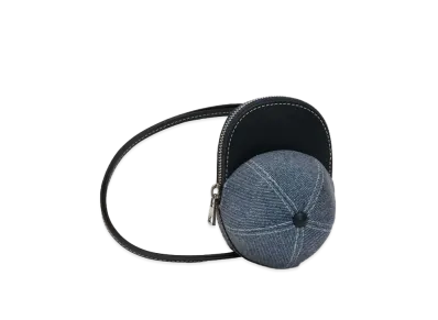 JW ANDERSON Mini Cap Velvet Printed Denim Crossbody Bag "Indigo"