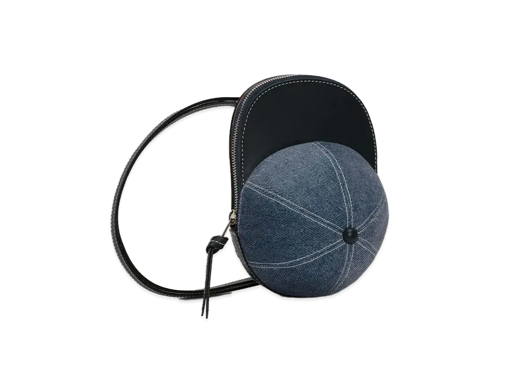 JW ANDERSON Medium Cap Velvet Denim Crossbody Bag "Indigo"