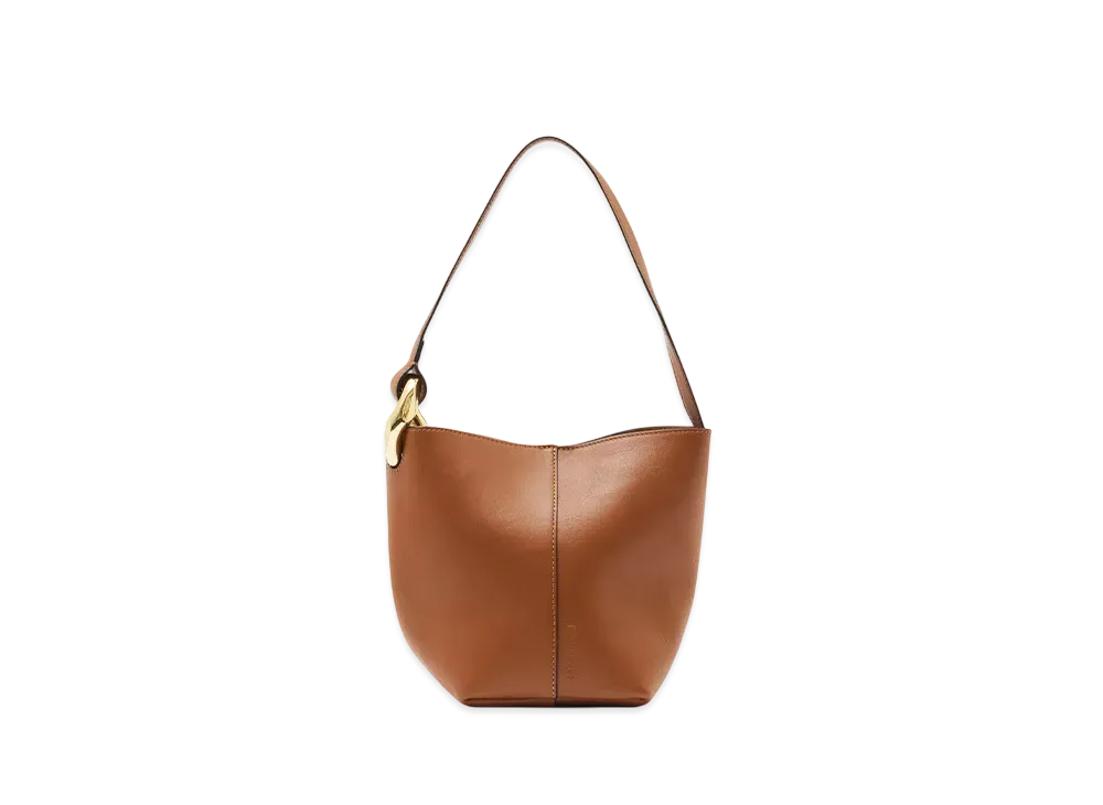 JW ANDERSON Small Corner Bucket Leather Bag "Brown"