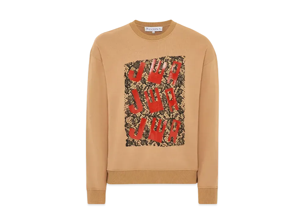 JW ANDERSON Lace Front Panel Sweatshirt "Beige"