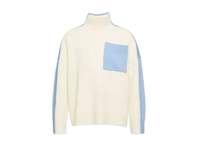 JW ANDERSON Bicolor Patch Pocket Turtleneck Sweater "White"
