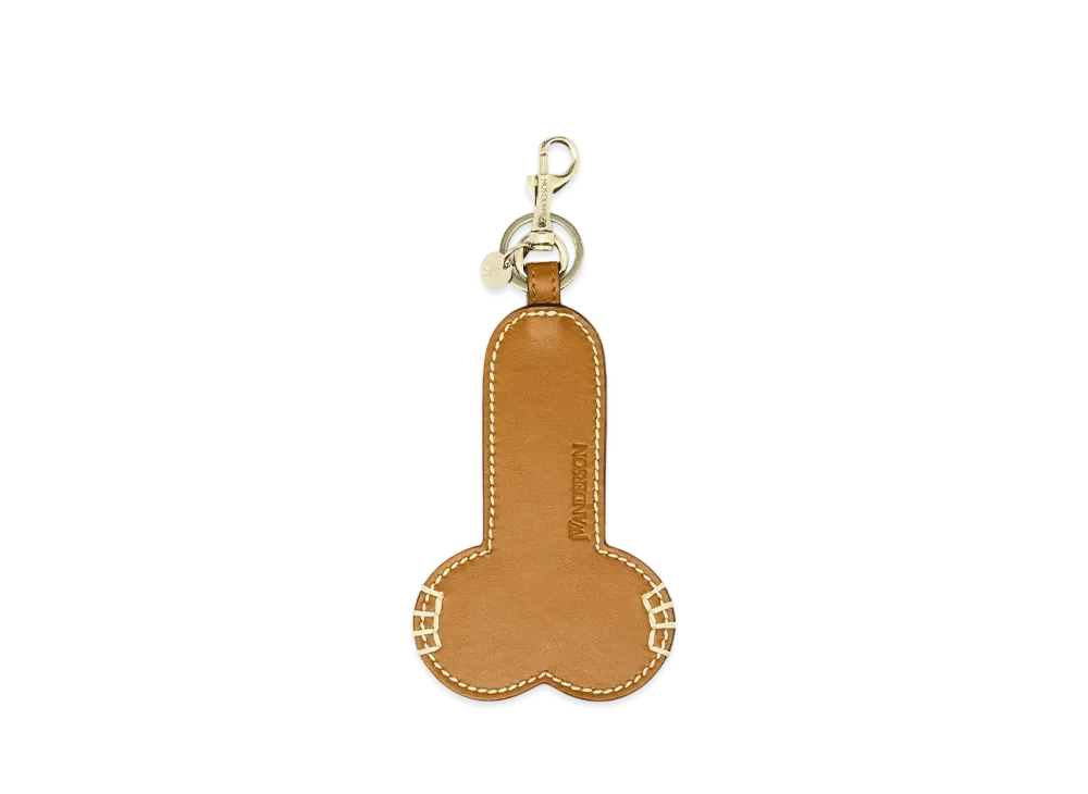 JW ANDERSON Contrast Topstitching Penis Leather Keyring "Brown"