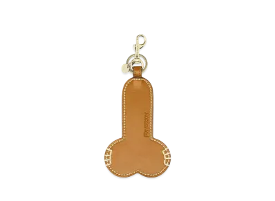 JW ANDERSON Contrast Topstitching Penis Leather Keyring "Brown"