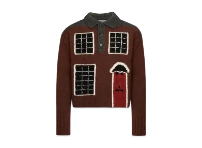 JW ANDERSON House Intarsia Polo Sweater "Brown"